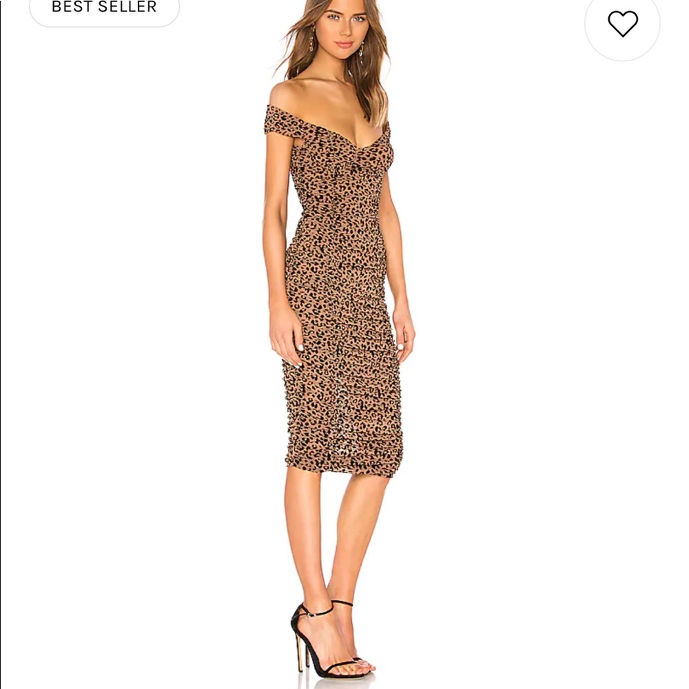 Majorelle Tabitha Midi Dress in Tan Leopard from Revolve